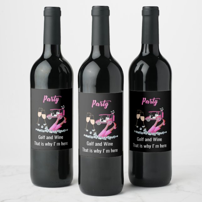 Golf Party for woman golfer  Wine Label (Bottles)