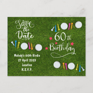 Golf Party invitation Save the Date 60th Birthday Postcard