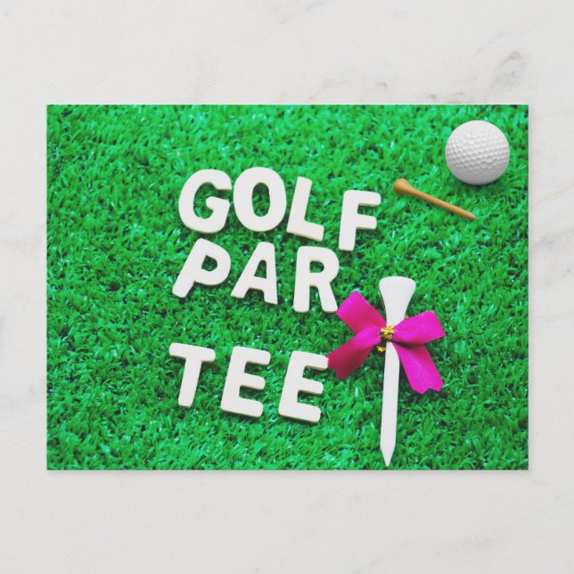 Golf Party Par Tee invitation sur herbe verte (Devant)