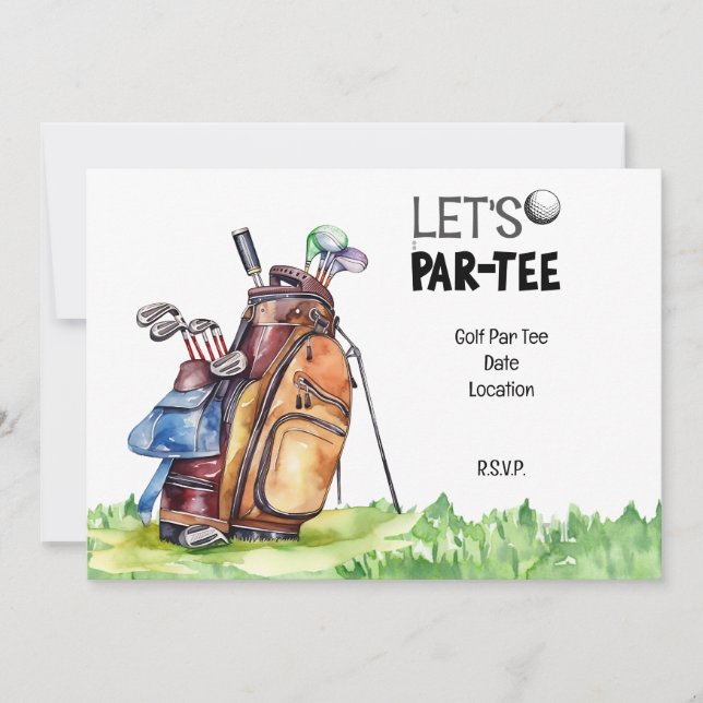 Golf party save the date invitation for golfer  (Front)