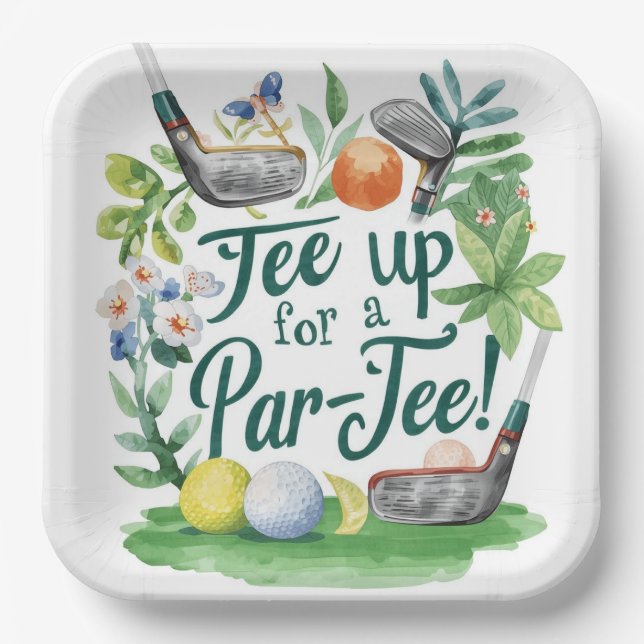 Golf party themed for golfer paper plate (Front)
