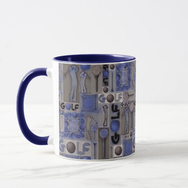 Golf Patchwork Mug in Blue (Left)