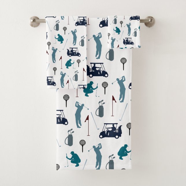  Golf Pattern Bath Towel Set (Insitu)