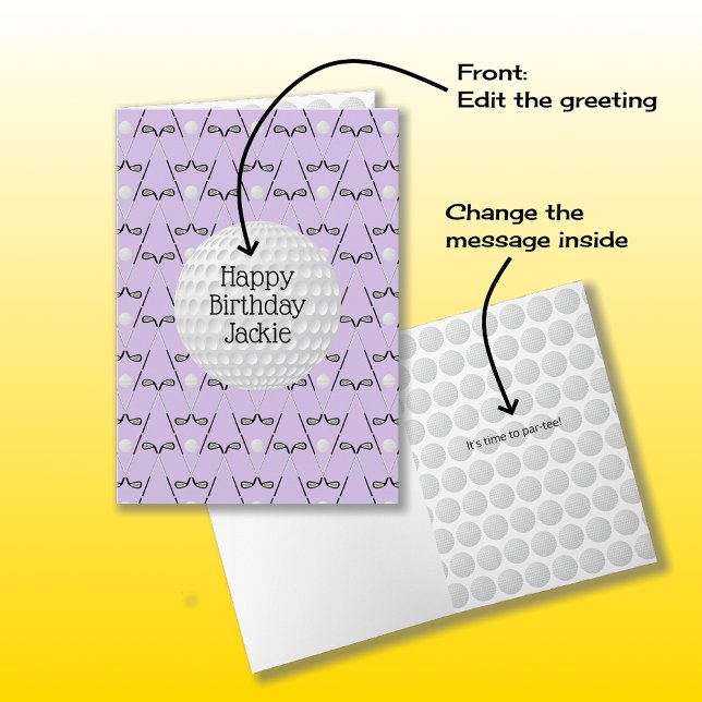 Golf pattern custom name birthday card (Creator Uploaded)