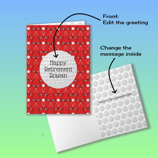 Golf pattern custom name Retirement Card (Creator Uploaded)
