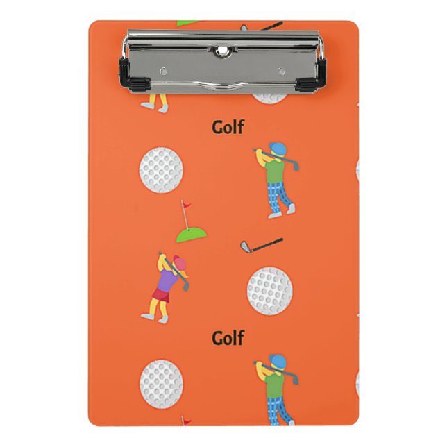 Golf pattern on orange mini clipboard (Front)