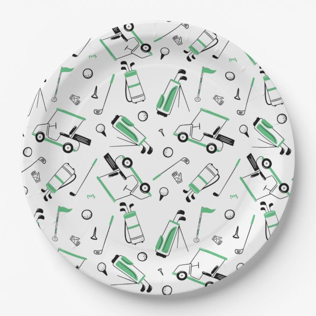 Golf Pattern Paper Plates (Front)