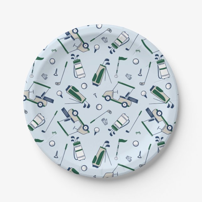 Golf Pattern Paper Plates (Front)