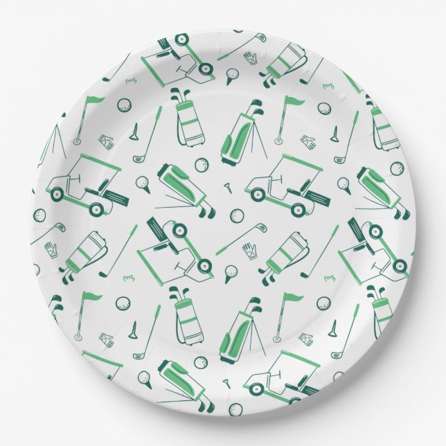 Golf Pattern Paper Plates (Front)