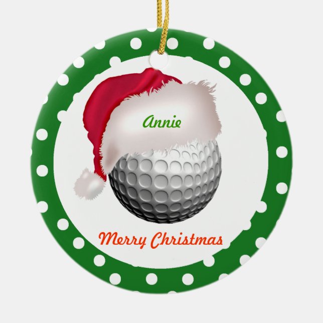 Golf personalize ornament Santa Ball (Front)
