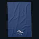 Golf Personalized Name Navy Blue Kitchen Towel<br><div class="desc">Personalized name in classic font on a navy blue kitchen towel with a ring clip and unique golf ball and golf club logo graphic design is a great golf gift or keepsake for a golfer,  caddy,  or golf club membership award.</div>