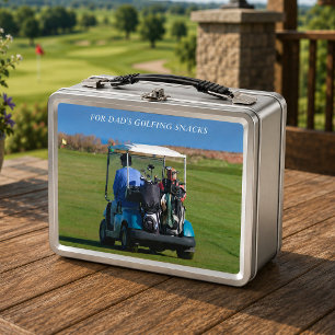 Golf Photo Caddy Snacks Golfer's  Metal Lunch Box