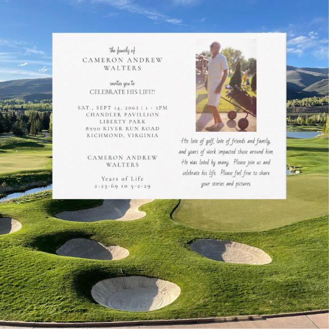 Golf Photo Celebration of LIfe Invitation (Creator Uploaded)