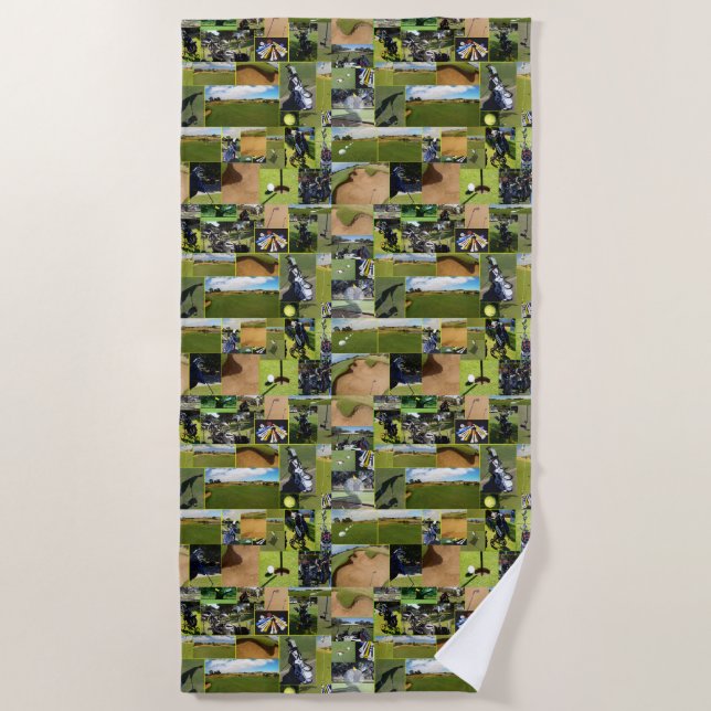 Golf Photo Collage, Beach Towel (Front)