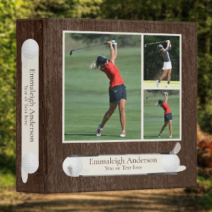 Golf Photo Collage Classeur en bois foncé