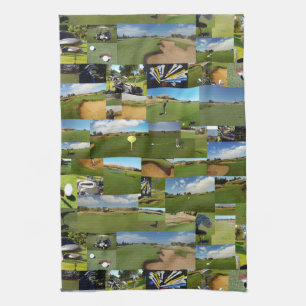 Golf Photo Collage, Tea Towel