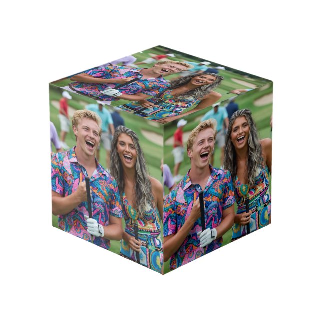 Golf Photo Customize Personalize Cube (Front Angled)