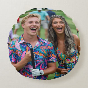 Golf Photo Customize Personalize Round Pillow