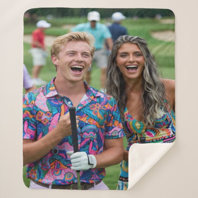 Golf Photo Customize Personalize Sherpa Blanket (Front)