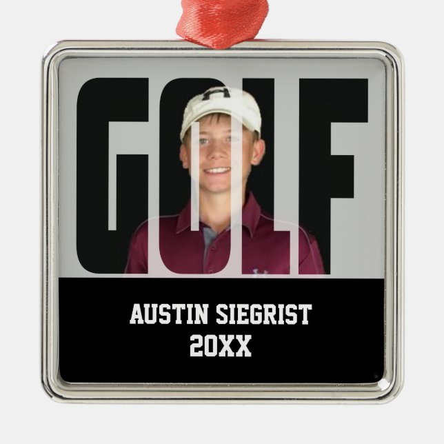 Golf Photo Keepsake Metal Ornament (Front)