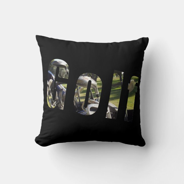Golf Picture Logo, Black Throw Cushion. Pillow (Front)