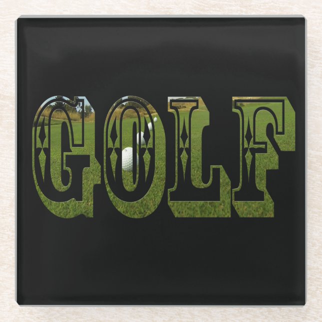 Golf Picture Logo With Balls, Glass Coaster (Front)