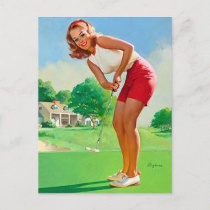 Golf Pin Up Postcard