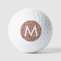 Golf Pink Monogram Initial Rose Gold Glitter