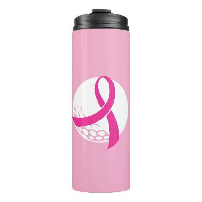 Golf Pink Ribbon Breast Cancer Awareness Thermal Tumbler (Front)