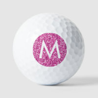 Golf Pink Simple Monogram Initial Sparkly