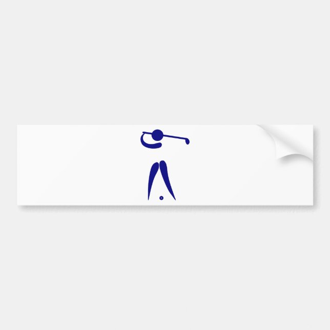 Golf Player Blue White Sports, add text and colour Bumper Sticker (Front)