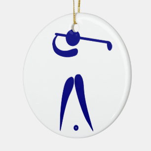 Golf Player Blue White Sports, add text and colour Ceramic Ornament