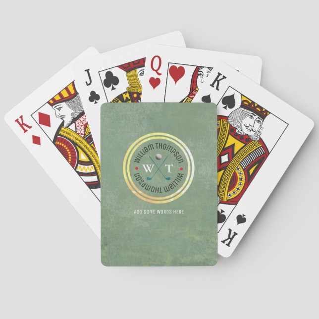 Golf Player Branding Logo Name Playing Cards (Back)
