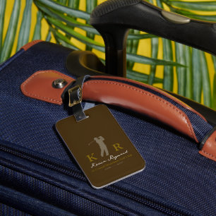 Golf Player Classic Golfer Brown Luggage Tag