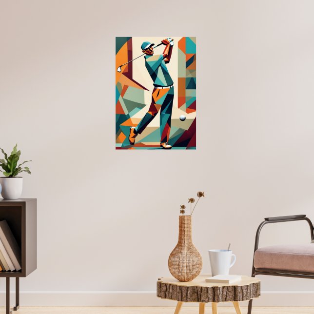 Golf Player Cubist Poster (Living Room 3)