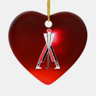 GOLF PLAYER,GOLFER RED RUBY MONOGRAM CERAMIC ORNAMENT