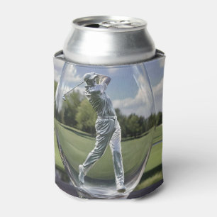 Golf Player In A Glass Tumbler With Golf Course, Can Cooler