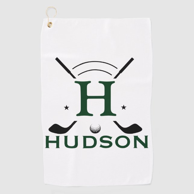 Golf Player Initial Name Custom Monogram Golf Towel (Front)