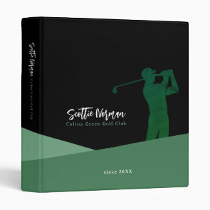 Golf Player Man with Golf Club Green and Black Binder