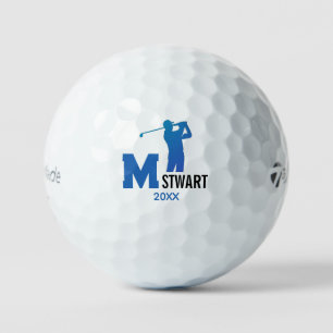 Golf-Player Modern Blue Monogram   Golf Balls
