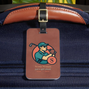 Golf Player Modern cool brick-red  Luggage Tag