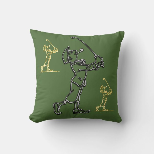 Golf Player outline design ~ editable background Throw Pillow (Front)