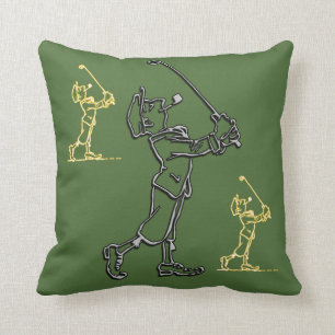 Golf Player outline design ~ editable background Throw Pillow