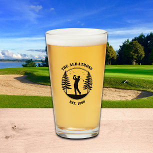 Golf Player Pine Trees Add Name Glass