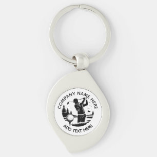 Golf Player Pine Trees Add Name Keychain