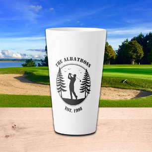 Golf Player Pine Trees Add Name Latte Mug