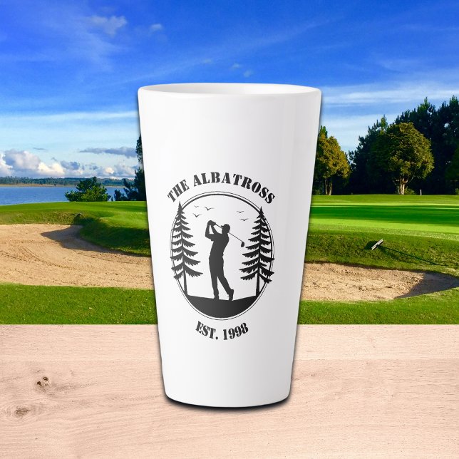 Golf Player Pine Trees Add Name  Latte Mug (Creator Uploaded)