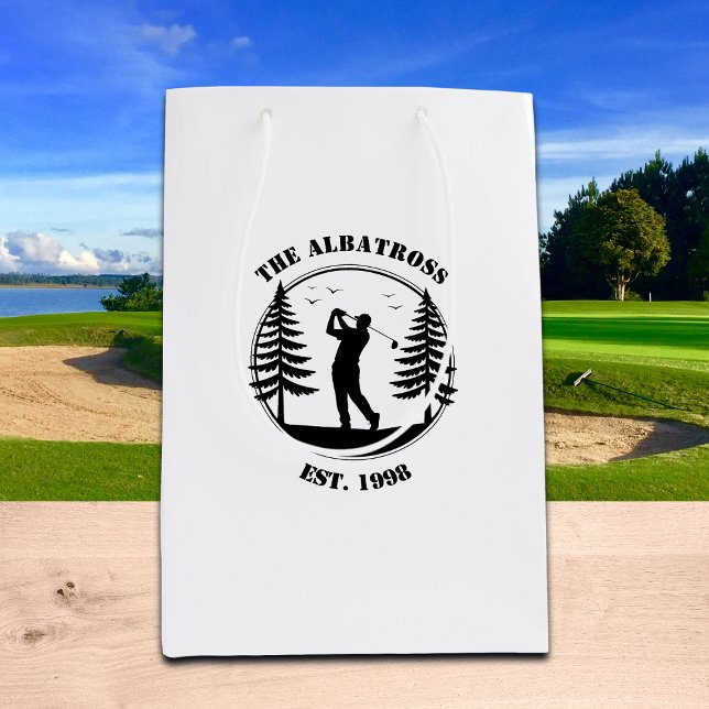 Golf Player Pine Trees Add Name  Medium Gift Bag (Creator Uploaded)