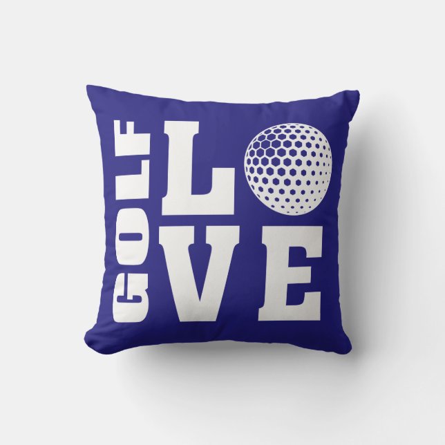 Golf Players - Love Blue Throw Pillow (Front)