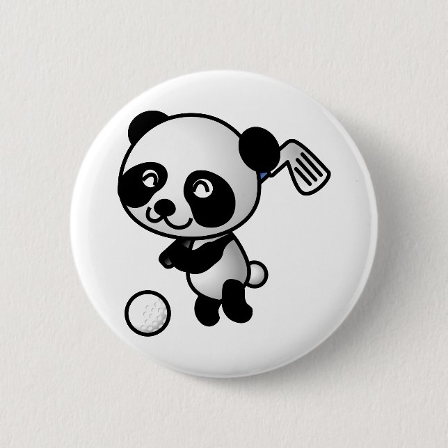 Golf Playing Panda 2 Inch Round Button (Front)